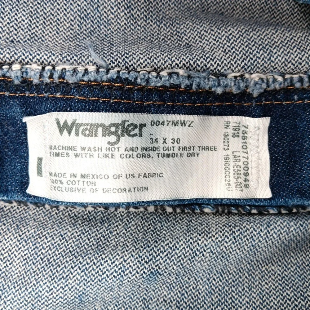 Wrangler 47MWZ Jeans Mens 32x28 (Tag 34x30) Blue Regular Fit Suspender Buttons